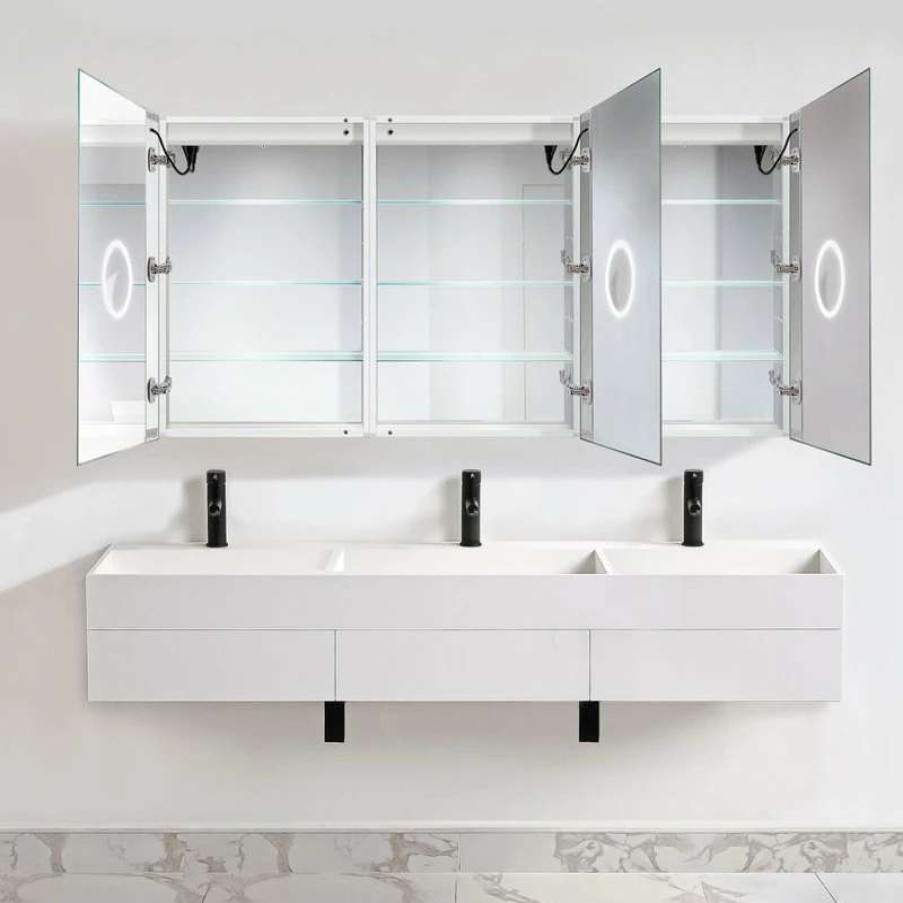 Bathroom Accessories * | Best Pirce Krugg Reflections Usa 72 36 Lrr, Recessed Or Surface Mount Medicine Cabinet 9 Shelves, Led