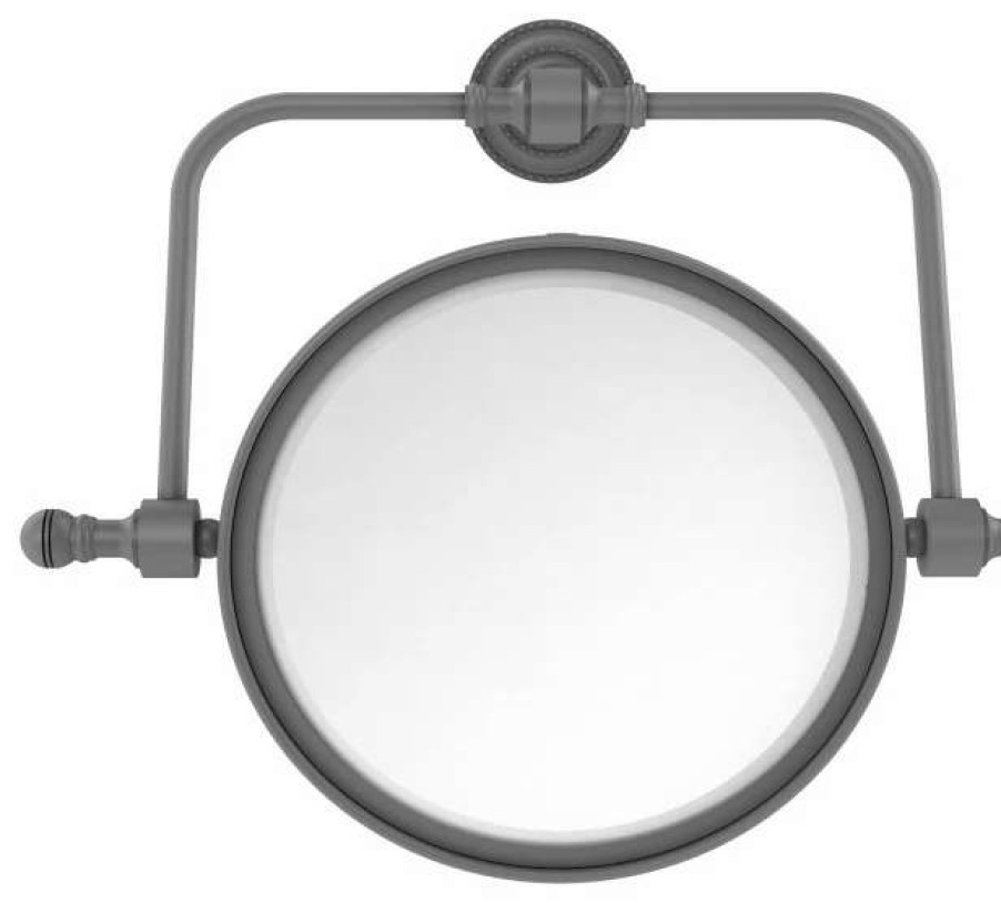 Bathroom Accessories * | Coupon Allied Brass Retro Dot Wall-Mount Make-Up Mirror, 8 Dia, 2X Magnification, Matte Gray