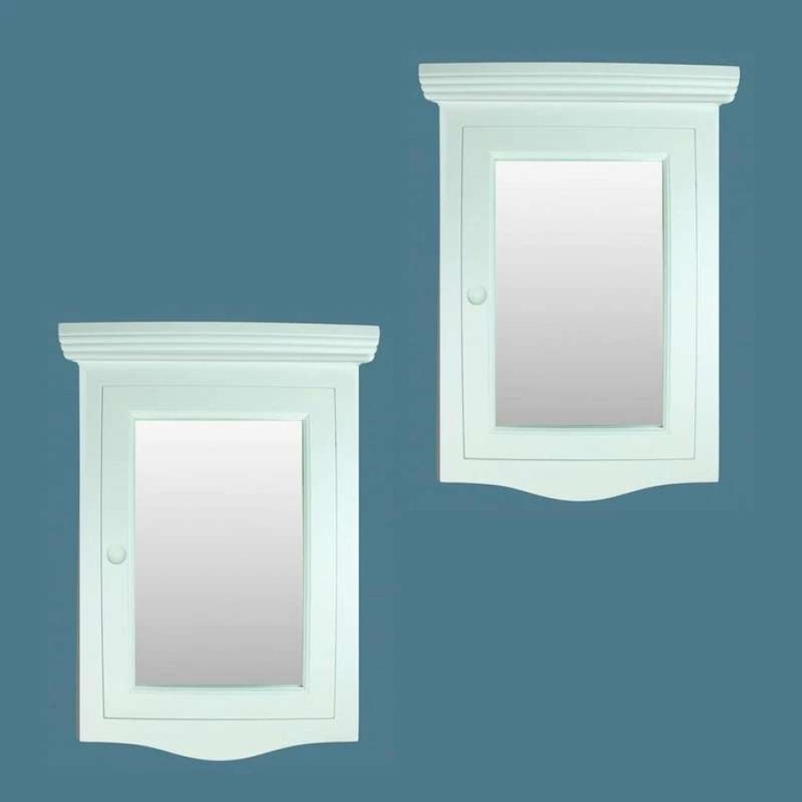 Bathroom Accessories * | Cheap Renovators Supply Manufacturing Corner Medicine Cabinet White Hardwood Wall Mount Recessed Mirror Set Of 2