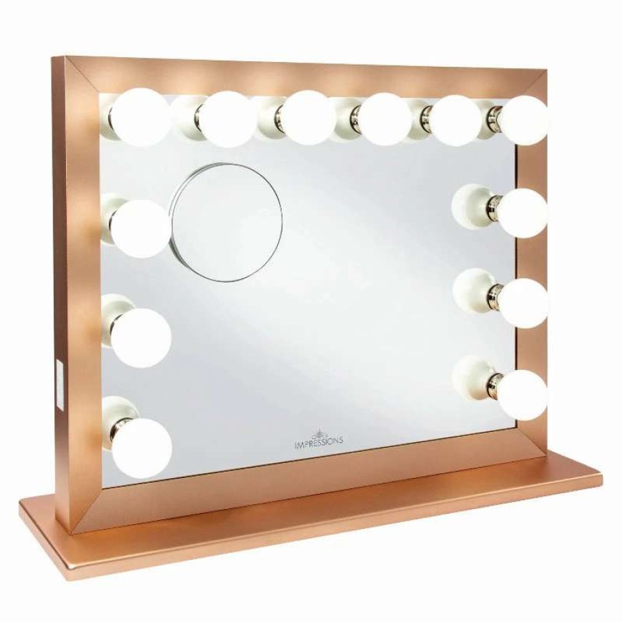 Bathroom Accessories * | Discount Impressions Vanity Company Starlight Plus Vanity Mirror, Gold, Non-Bluetooth