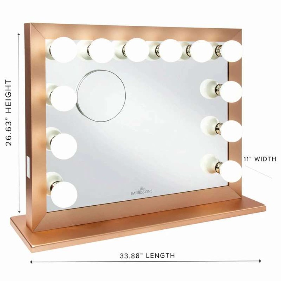 Bathroom Accessories * | Discount Impressions Vanity Company Starlight Plus Vanity Mirror, Gold, Non-Bluetooth