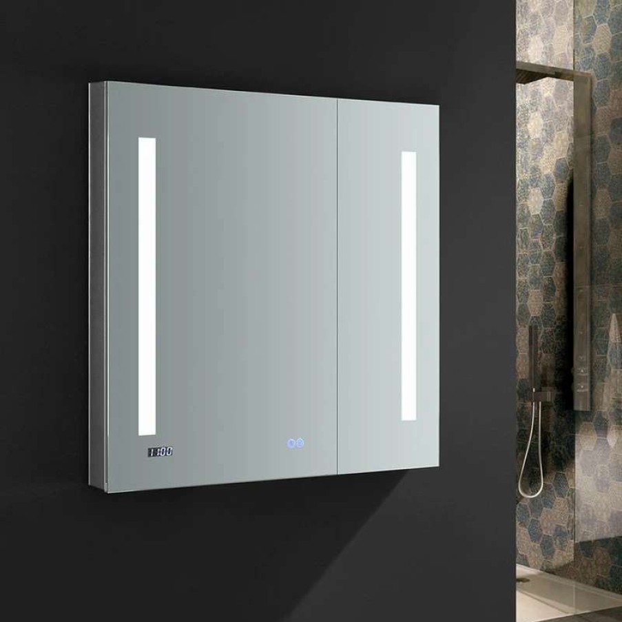 Bathroom Accessories * | Wholesale Fresca Tiempo Bathroom Medicine Cabinet With Led Lighting, 30 X30