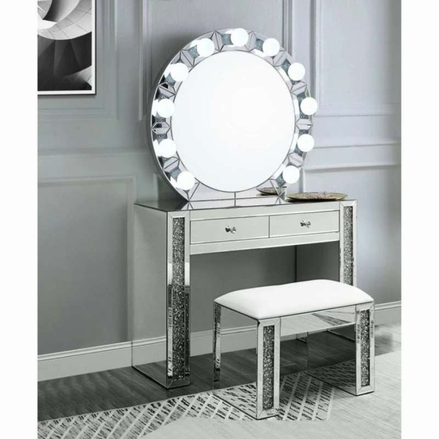 Bathroom Accessories * | Outlet Acme Furniture Wall Decor, Led, Mirrored And Faux Diamonds