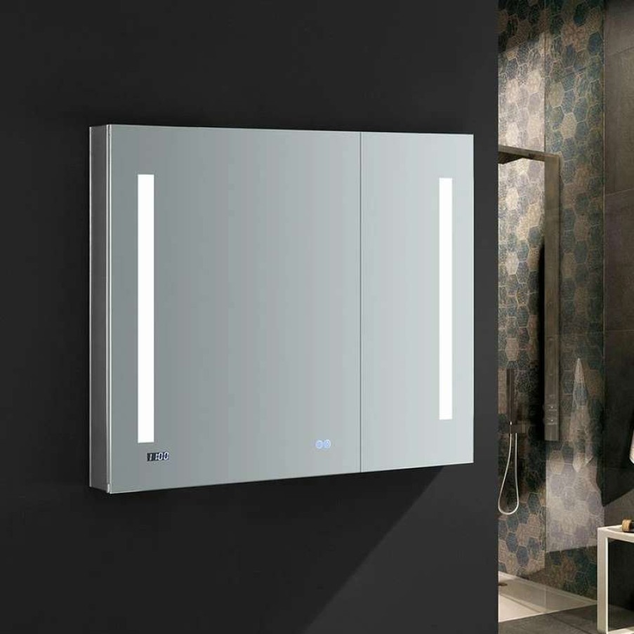 Bathroom Accessories * | Best Pirce Fresca Tiempo 36 Widex30 Tall Bathroom Medicine Cabinet With Led Lighting