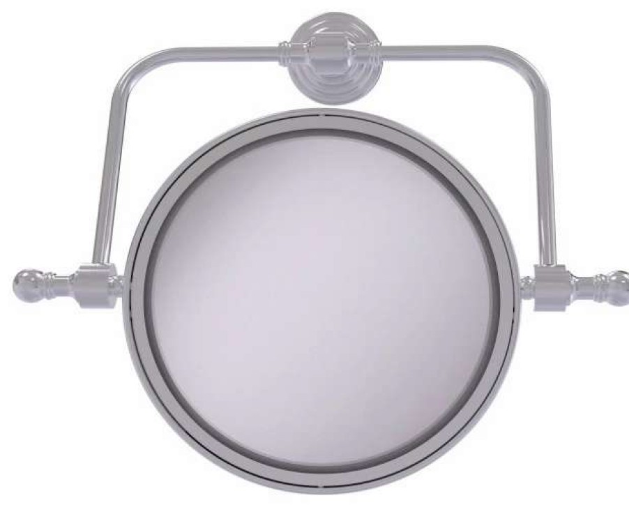 Bathroom Accessories * | Hot Sale Allied Brass Retro Wave Wall Mounted Swivel Make-Up Mirror 8 2Xmagnification, Satin Chrome