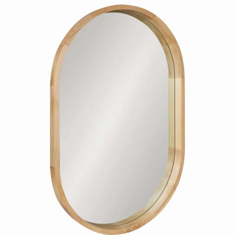 Bathroom Accessories * | Hot Sale Uniek Hutton Wood Framed Capsule Mirror, Natural 24 36