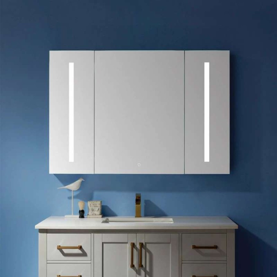 Bathroom Accessories * | Budget Vinnova Rectangular Frameless Lighted Medicine Cabinet Wall Mounted Mirror, 48