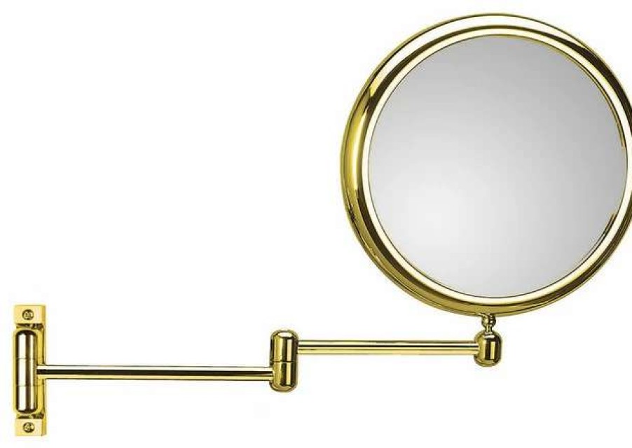 Bathroom Accessories * | Best Sale Ws Bath Collections Doppiolo 40-2 Two Arm Gold Magnifying Mirror 3X