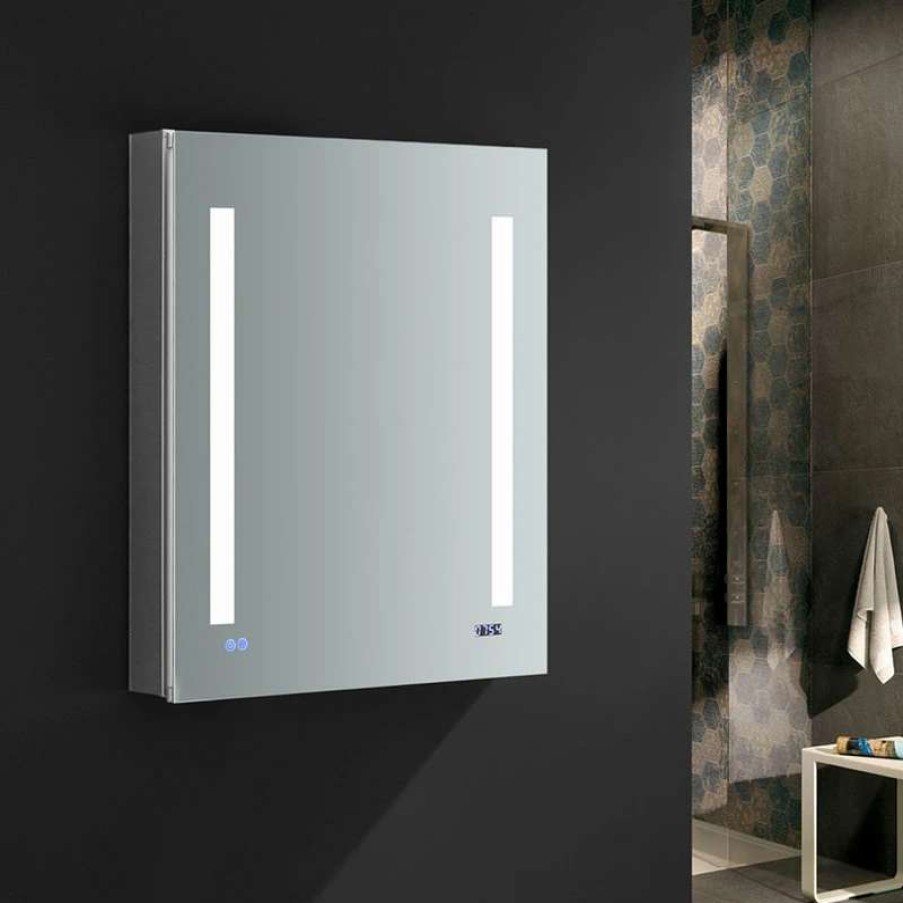 Bathroom Accessories * | Outlet Fresca Tiempo Bathroom Medicine Cabinet With Led Lighting And Defogger, 24 X30