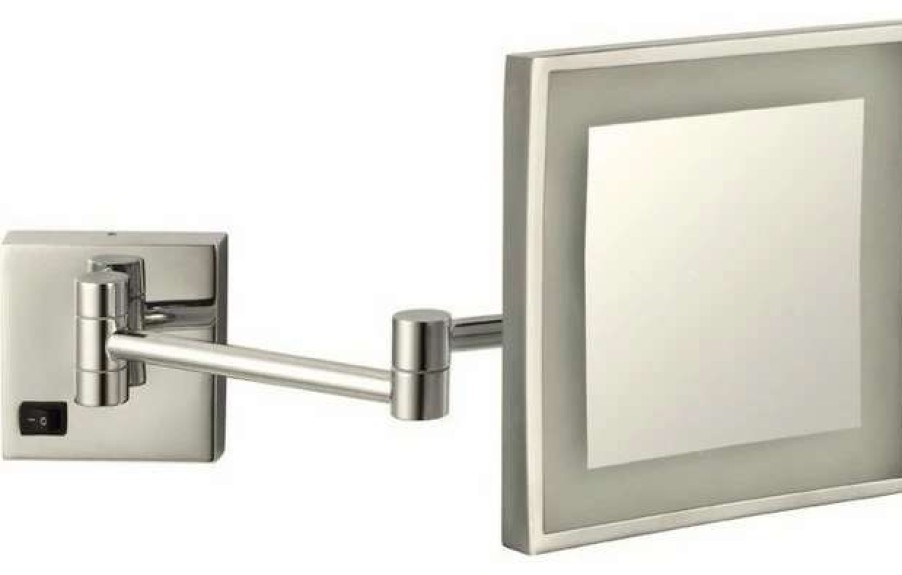 Bathroom Accessories * | Buy Nameeks Ar7701-3X Glimmer Wall Mounted Framed Makeup Mirror Satin Nickel