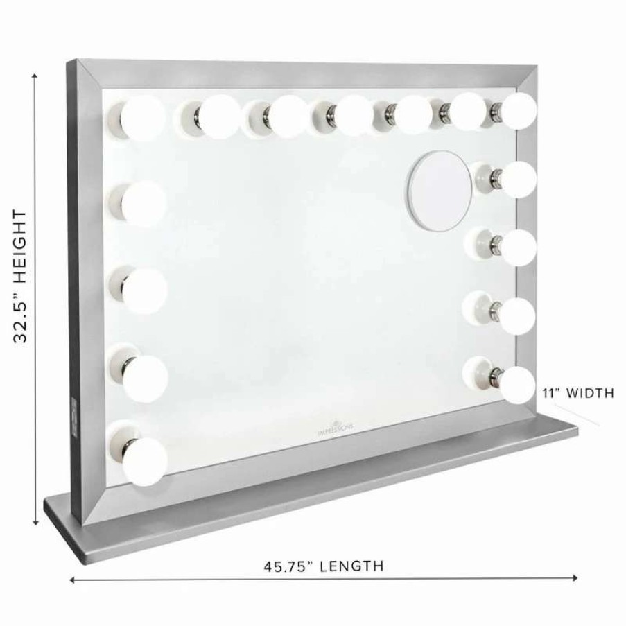 Bathroom Accessories * | Best Sale Impressions Vanity Company Starlight Pro Vanity Mirror, Silver, Non-Bluetooth