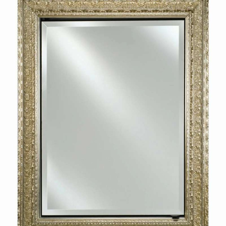 Bathroom Accessories * | Promo Afina Corporation Single Door Medicine Cabinet With Regal Frame, Antique Silver, 24 X30