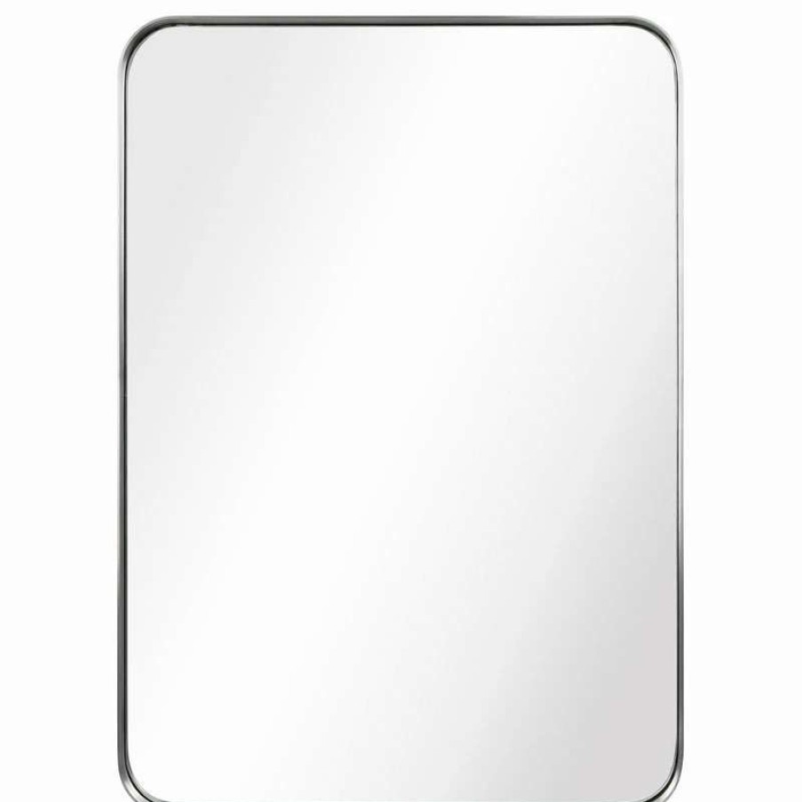 Bathroom Accessories * | Flash Sale Empire Art Direct Ultra Stainless Steel Rectangular Wall Mirror, Silver, 22 X30 , Brushed