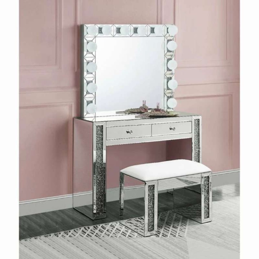 Bathroom Accessories * | Best Deal Acme Furniture Wall Decor, Led, Mirrored And Faux Diamonds