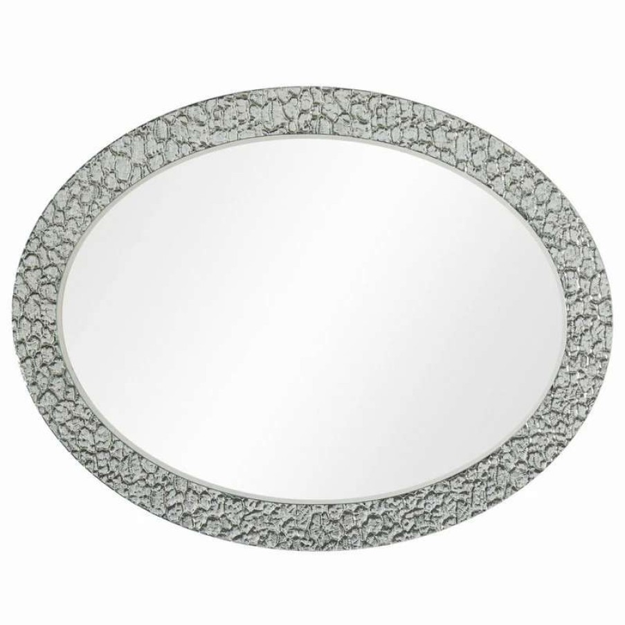 Bathroom Accessories * | Best Sale Decor Wonderland Jewel Oval Frameless Mirror 31.5 X23.6 Oval Wall Mirror