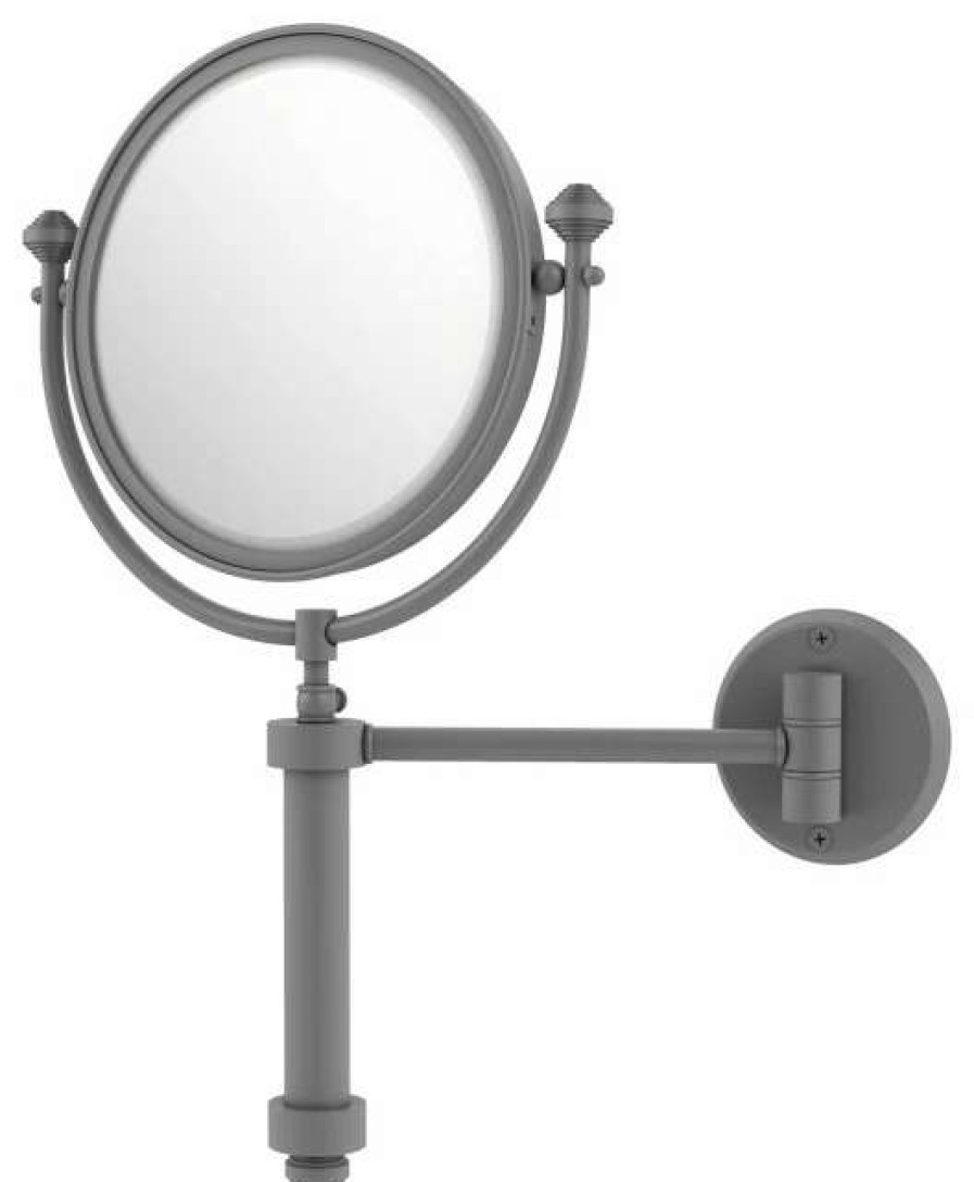 Bathroom Accessories * | New Allied Brass Southbeach Wall-Mount Makeup Mirror, 8 Dia, 3X Magnification, Matte Gray