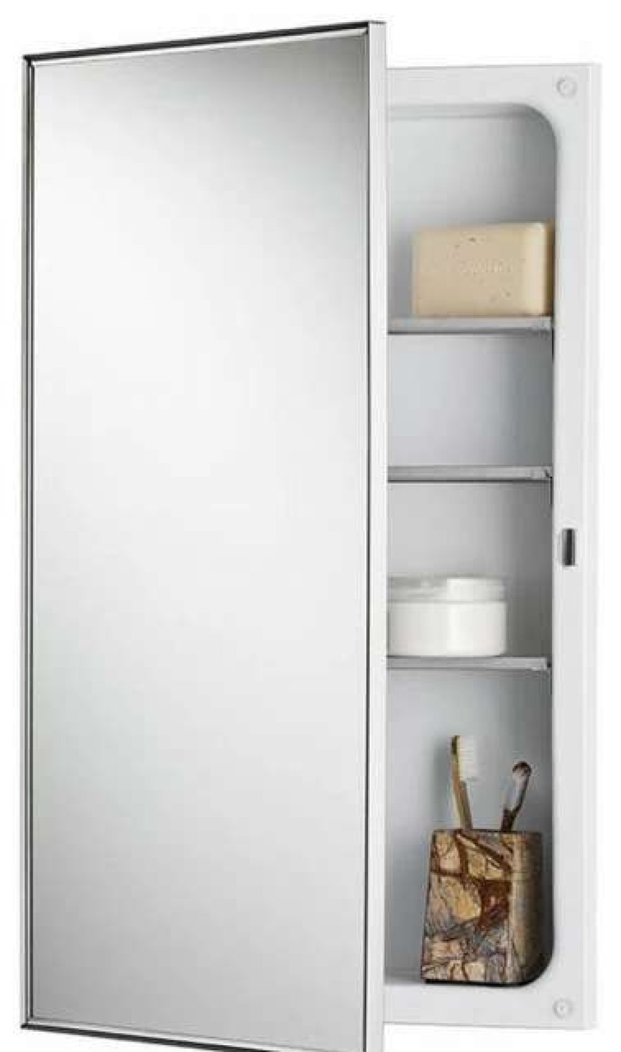 Bathroom Accessories * | Best Deal Rangaire Style Line 16 X26 Recess Mount Aluminum Shelves Medicine Cabinet