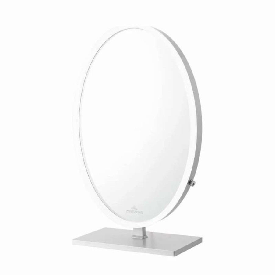 Bathroom Accessories * | Brand New Impressions Vanity Company Heiress Plus Vanity Mirror, Silver, Led Strip Light