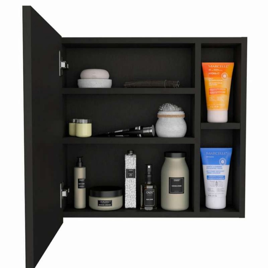 Bathroom Accessories * | Best Pirce Fm Furniture Minsk Medicine Cabinet, Black