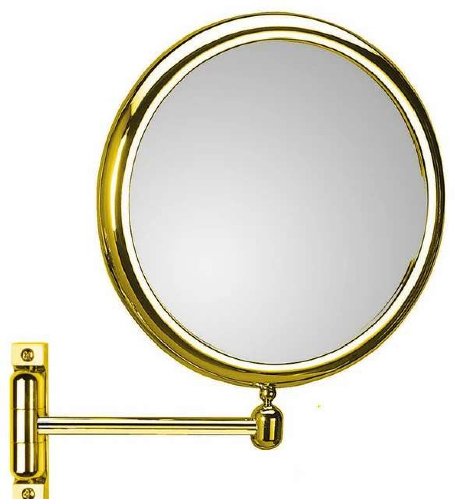 Bathroom Accessories * | Discount Ws Bath Collections Doppiolo 40-1 One Arm Gold Magnifying Mirror 3X