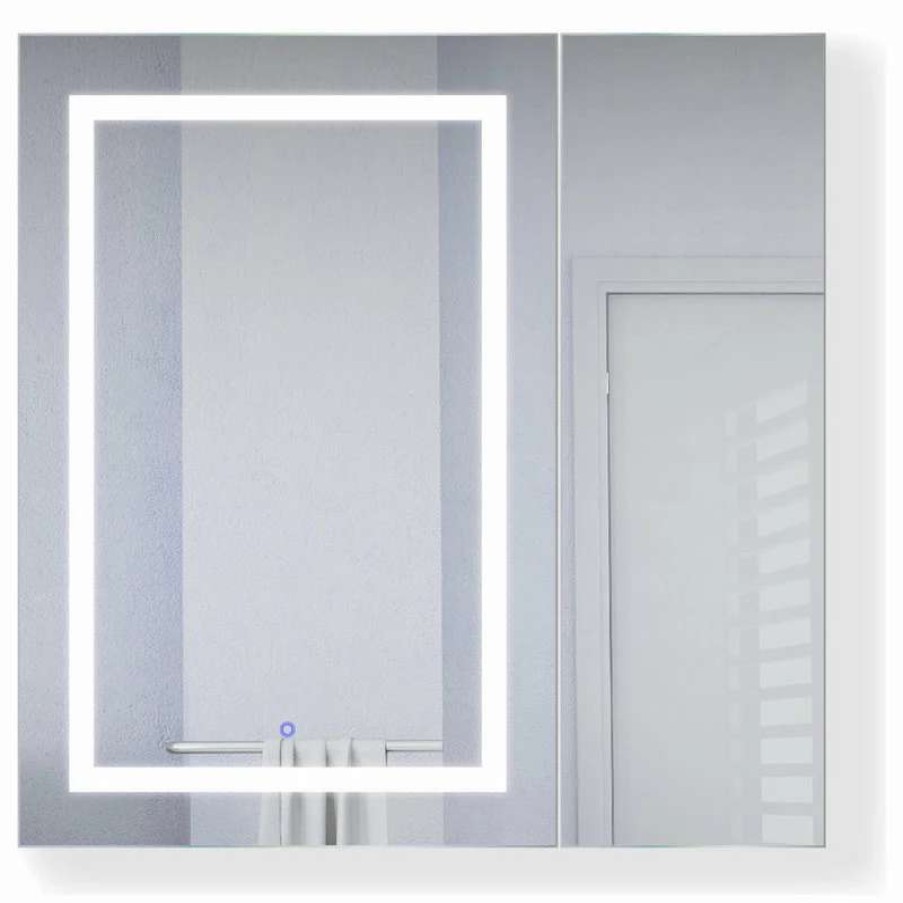 Bathroom Accessories * | Brand New Krugg Reflections 36 X36 Led Medicine Cabinet, Dimmer/Defog, Makeup Mirror, And Usb, Left Light