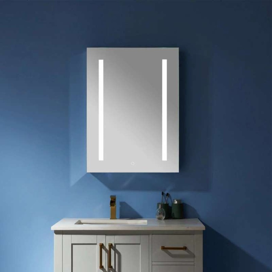 Bathroom Accessories * | Wholesale Vinnova Rectangular Frameless Lighted Medicine Cabinet Wall Mounted Mirror, 24