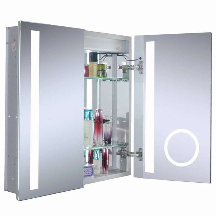 Bathroom Accessories * | Coupon Innoci-Usa Double Door Recessed Led Medicine Cabinet, 30 26