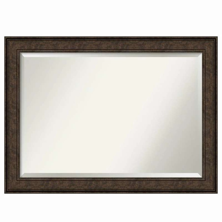 Bathroom Accessories * | New Amanti Art Ridge Bronze Beveled Bathroom Wall Mirror 41.5 X 29.5 In.