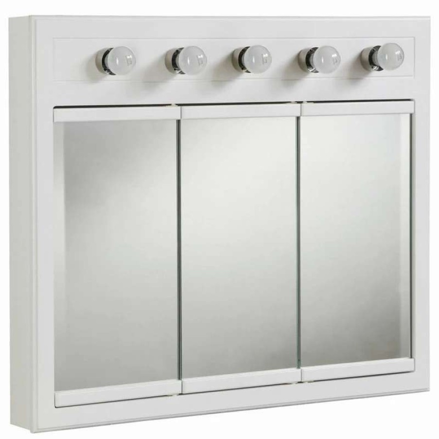 Bathroom Accessories * | Wholesale Design House 532390 36 Framed Triple Door Mirrored Medicine White