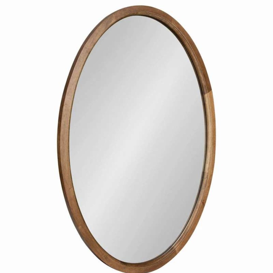 Bathroom Accessories * | Best Pirce Uniek Hogan Oval Framed Wall Mirror, Rustic Brown 24 36