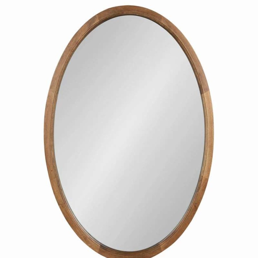 Bathroom Accessories * | Best Pirce Uniek Hogan Oval Framed Wall Mirror, Rustic Brown 24 36