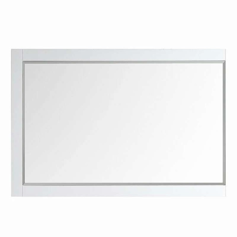 Bathroom Accessories * | Flash Sale Vinnova Florence Rectangular Bathroom/Vanity Framed Wall Mirror, White, 60