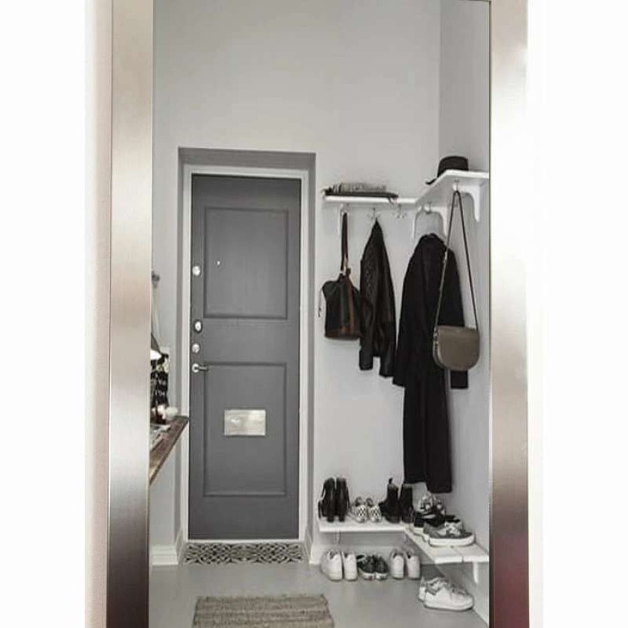 Bathroom Accessories * | Cheap Brandt Works Home Decorative Modern Silver Wall Mirror, 32 X55