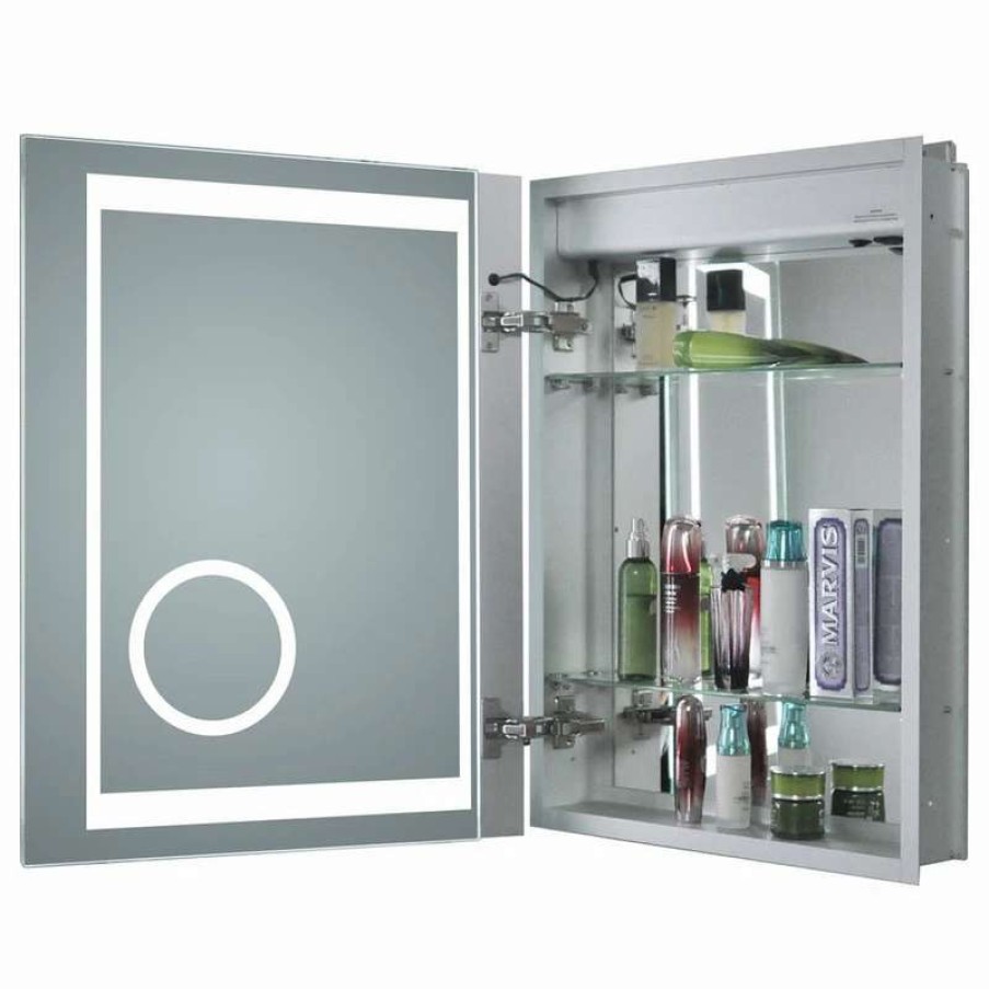 Bathroom Accessories * | Deals Innoci-Usa Recessed Led Medicine Cabinet 20 W X 26 H, Left Hinge