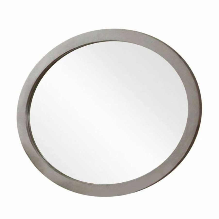 Bathroom Accessories * | Best Reviews Of Benzara, Woodland Imprts, The Urban Port Bm123542 Lennart Oval Dresser Mirror, Gray