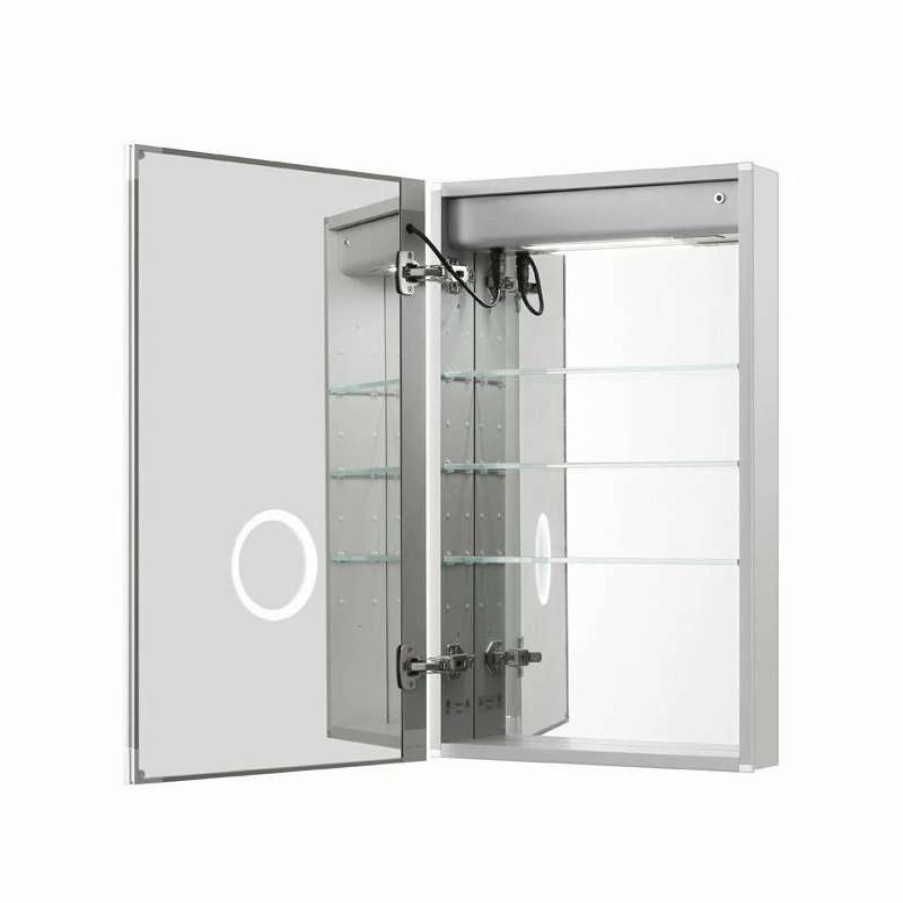 Bathroom Accessories * | Cheap Aquadom Edge Royale Led Medicine Cabinet Defogger Left Hinge 20 X32 X5