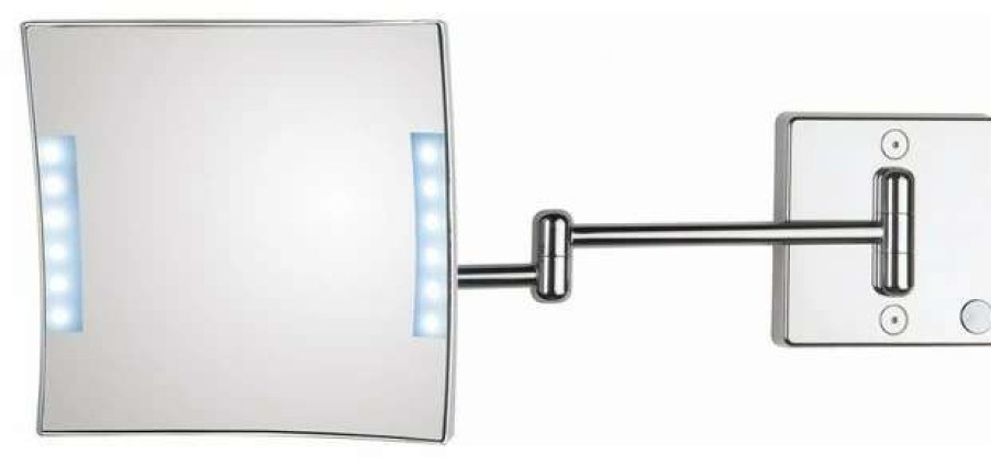 Bathroom Accessories * | Flash Sale Ws Bath Collections Quadrololed 60-2 Lighted Magnifying Mirror 3X