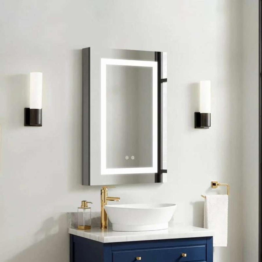 Bathroom Accessories * | Discount Wellfor Group Llc Recessed/Surface Led Light Mirror Medicine Cabinet Defogger, 20 X30 Right Hinge