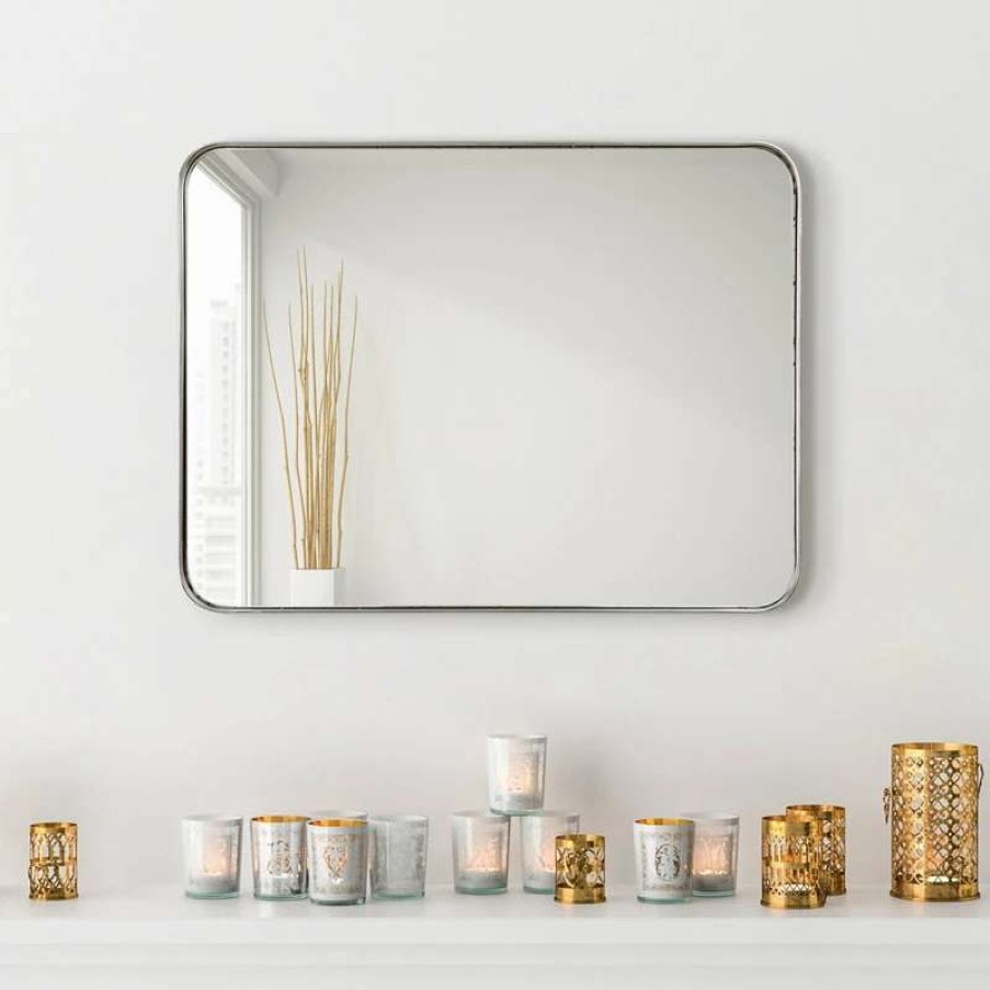 Bathroom Accessories * | Deals Empire Art Direct Ultra Stainless Steel Rectangular Wall Mirror, Silver, 22 X30 , Polished