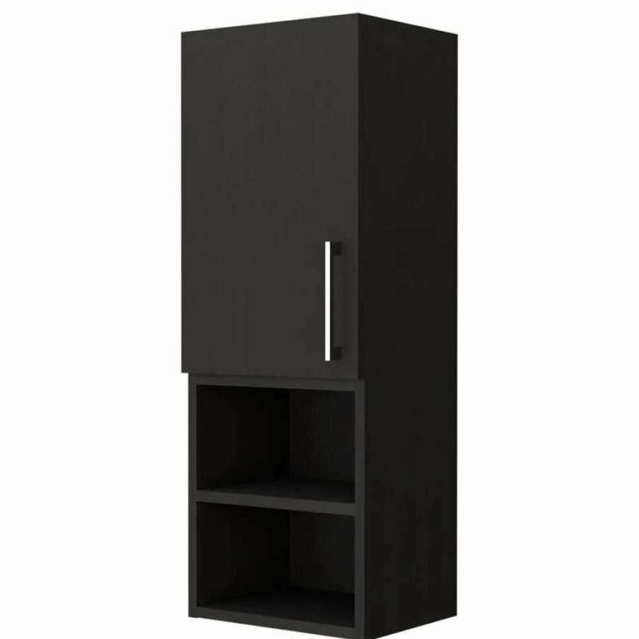 Bathroom Accessories * | Flash Sale Fm Furniture Praia Medicine Cabinet Black Wengue