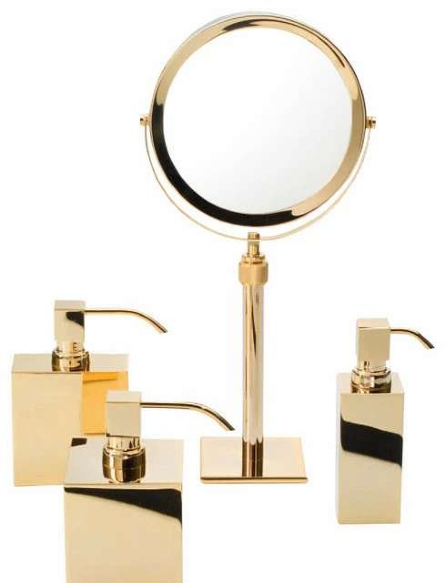 Bathroom Accessories * | Best Pirce Ws Bath Collections Smile 311 Magnifying Mirror In Gold