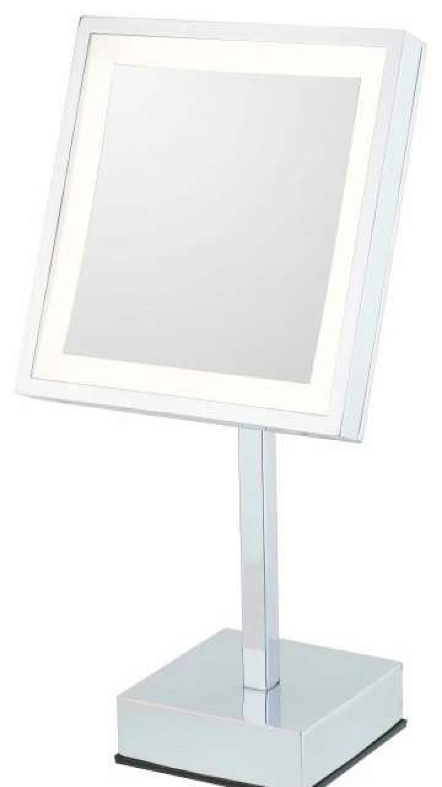 Bathroom Accessories * | Brand New Aptations 713-55 Single-Sided Led Square Free Standing Mirror Rechargeable, Chrome