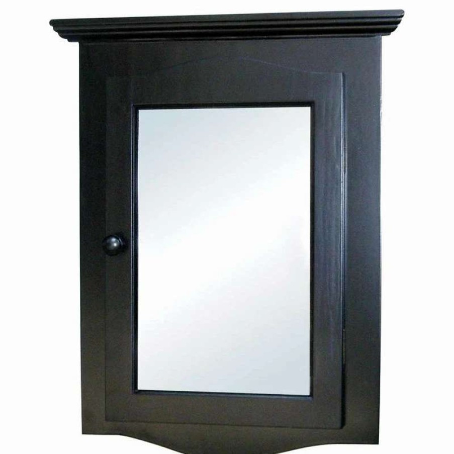 Bathroom Accessories * | Wholesale Renovators Supply Manufacturing Black Bathroom Wall Mount Corner Medicine Cabinet Solid Wood Recessed Mirror