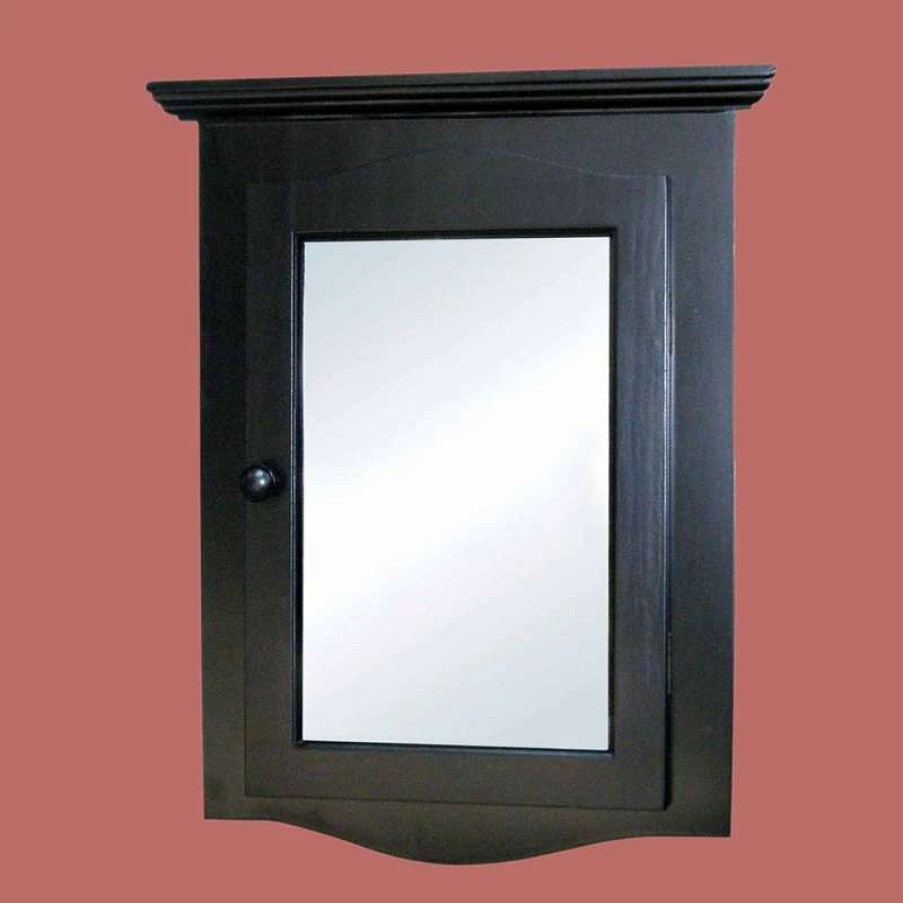 Bathroom Accessories * | Wholesale Renovators Supply Manufacturing Black Bathroom Wall Mount Corner Medicine Cabinet Solid Wood Recessed Mirror