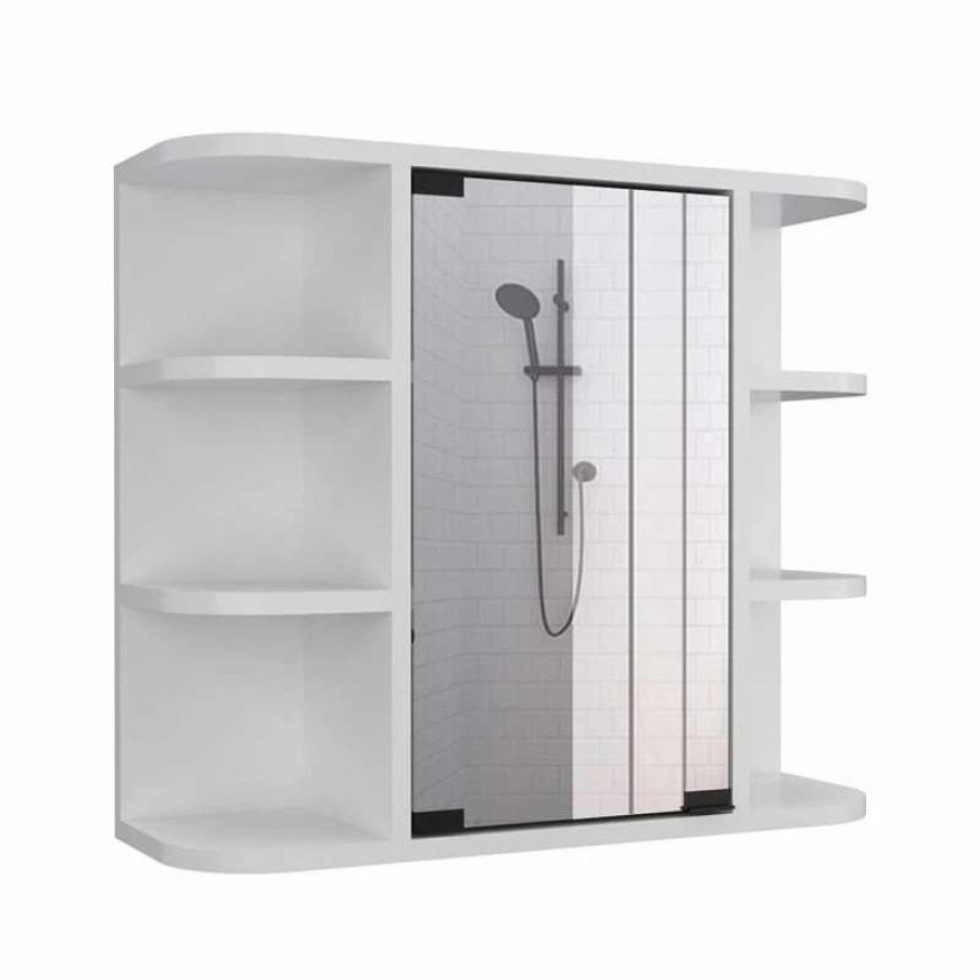 Bathroom Accessories * | Wholesale Tuhome Furniture Tuhome White Modern Engineered Wood Milan Medicine Cabinet