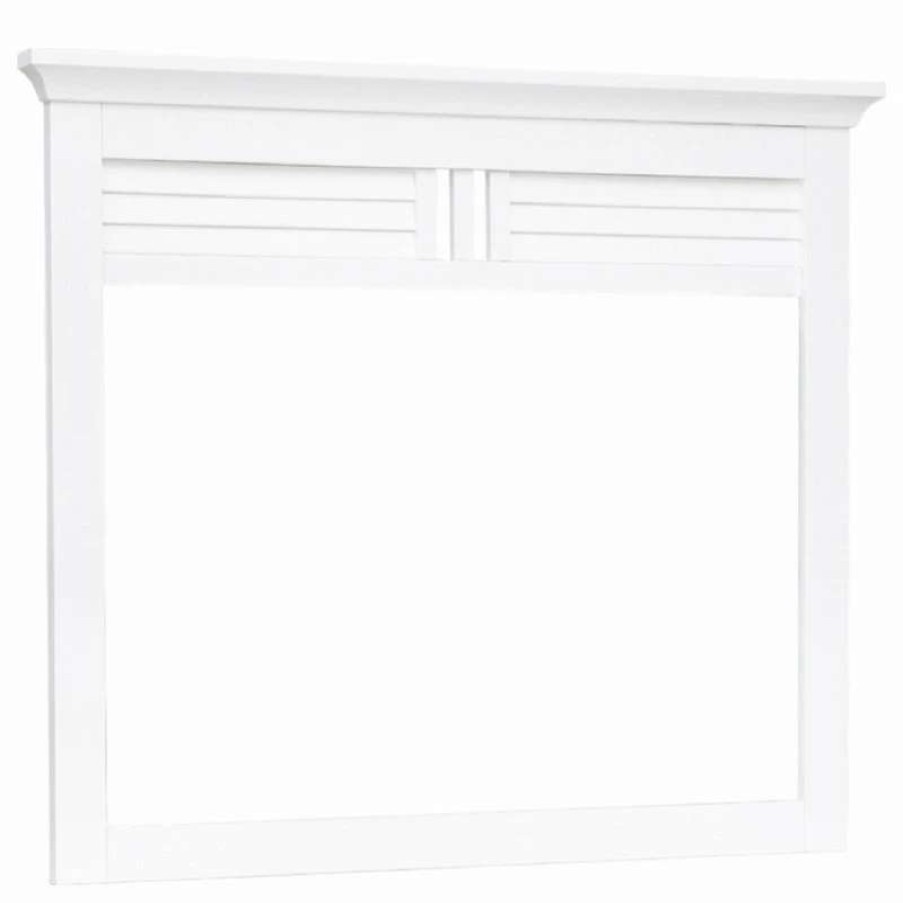 Bathroom Accessories * | Promo Sunset Trading White Shutter Wood Mirror Cf-1134-0150