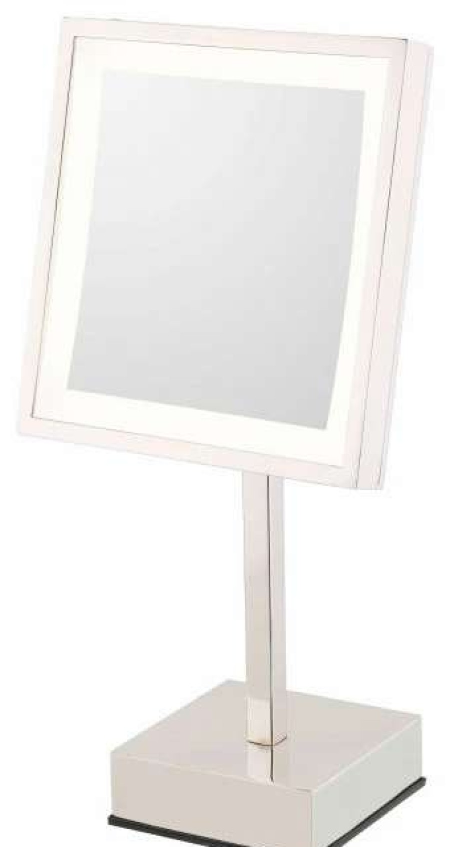 Bathroom Accessories * | Cheap Aptations 713-35 Single-Sided Led Square Free Standing Mirror Rechargeable, Polished Nicke