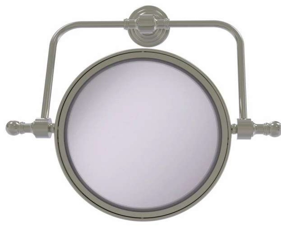 Bathroom Accessories * | Top 10 Allied Brass Retro Wave Wall Mounted Swivel Make-Up Mirror 8 3Xmagnification, Satin Nickel