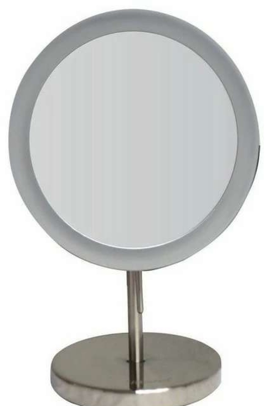 Bathroom Accessories * | Coupon Whitehaus Collection Round Freestanding Led 5X Magnified Mirror