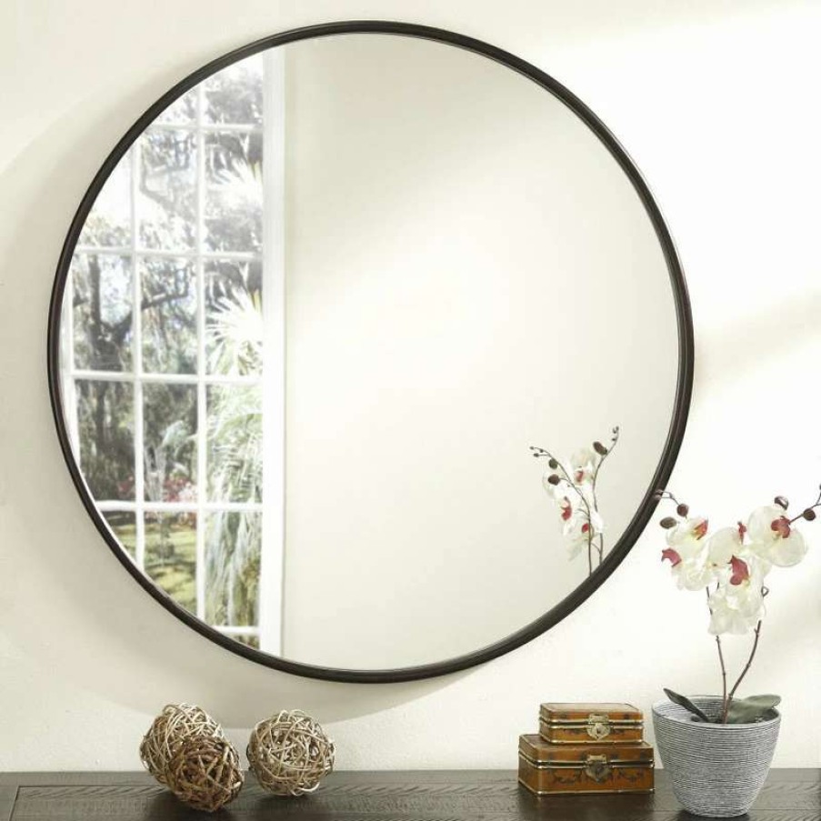 Bathroom Accessories * | Buy Martin Svensson Home Modern Round 36-Inch Mirror, Bronze